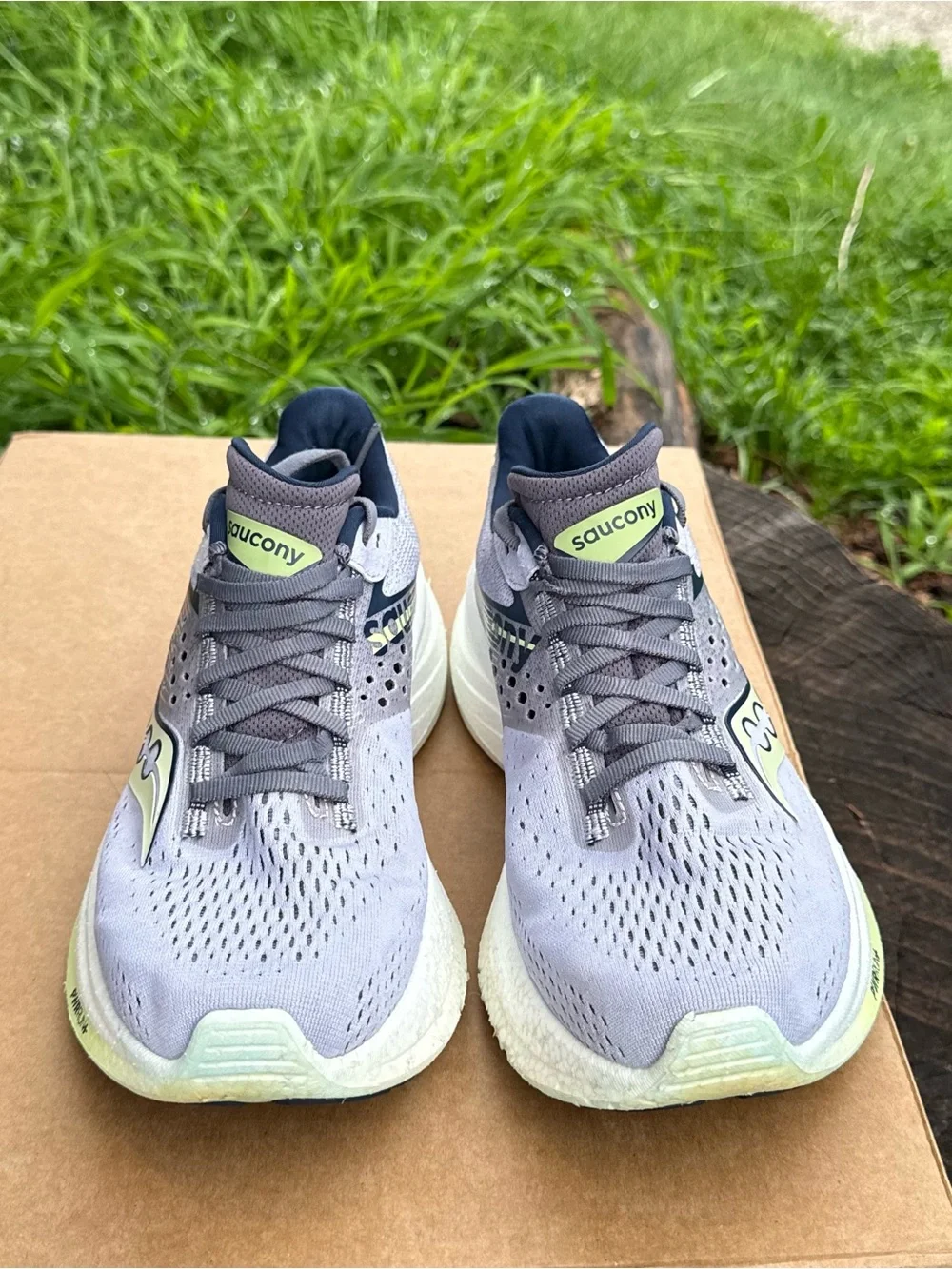 Saucony Ride 17 Running Shoes in Purple Navy Lime Green Women's 8.5